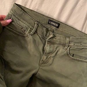 Express army green legging mid rise jeans 2R